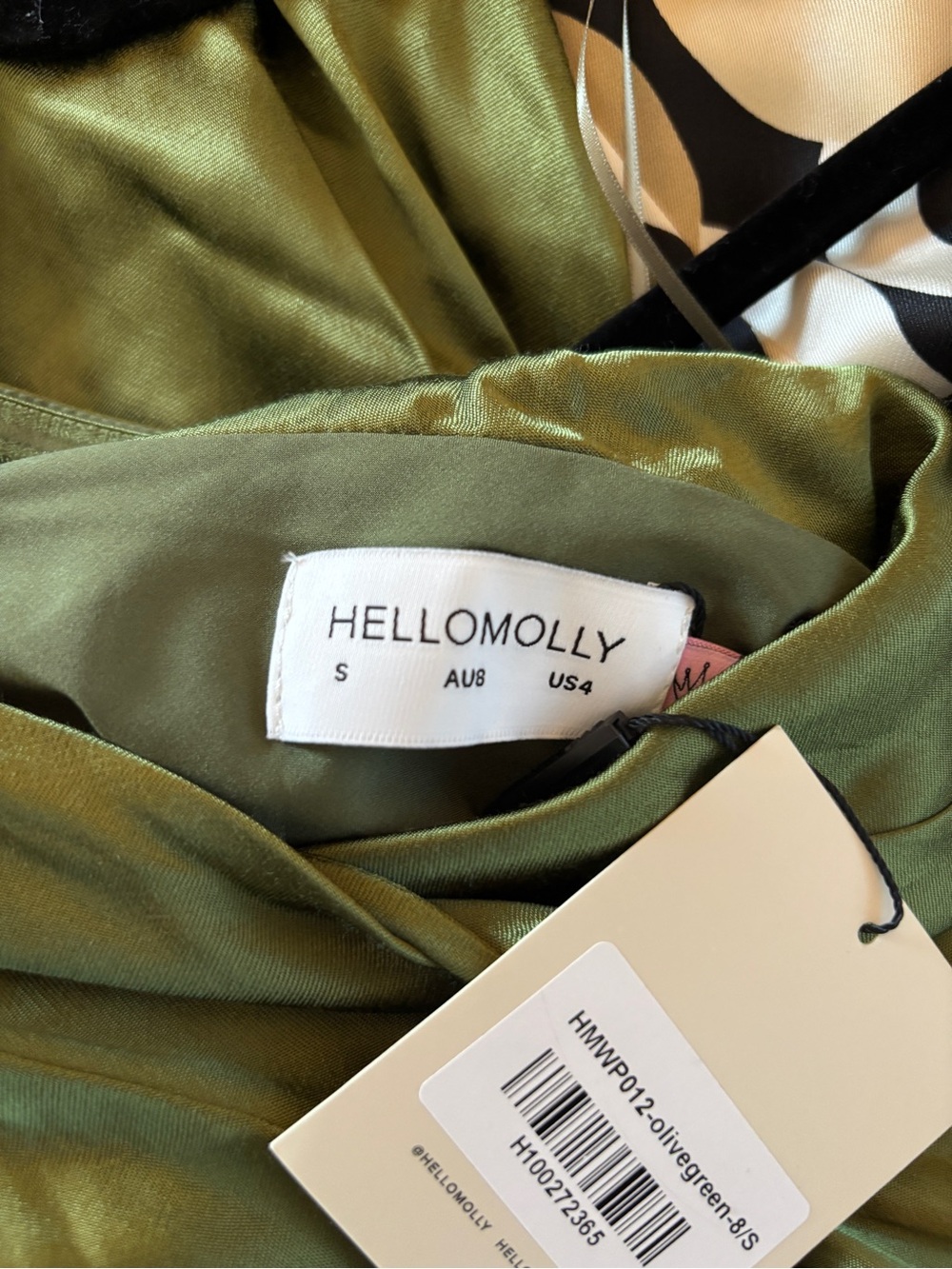 Hello Molly The Evangeline One Shoulder Satin Maxi Dress Olive - S - Picture 6 of 6